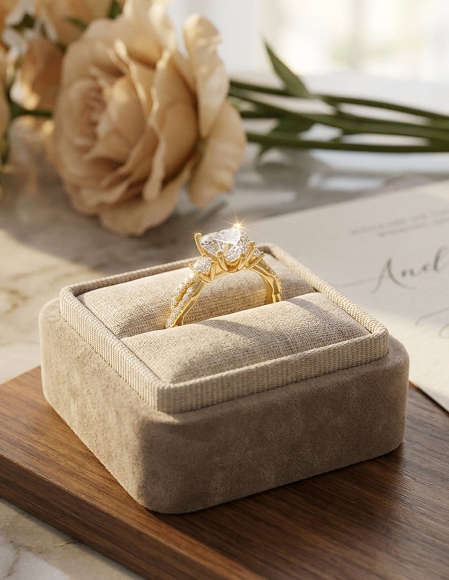 Anillo de compromiso - tres piedras - AMORE535-HE-LG