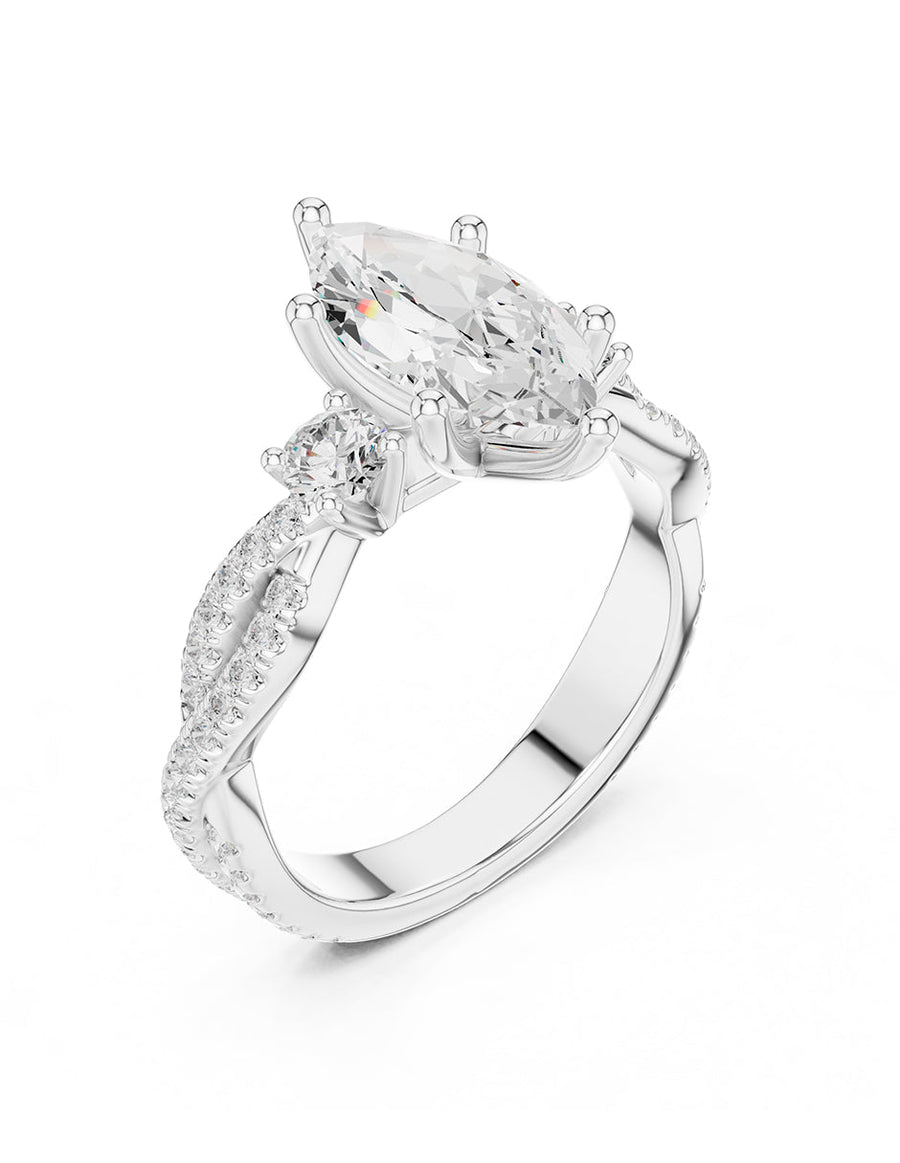 Anillo de compromiso - tres piedras - AMORE535-MQ-LG
