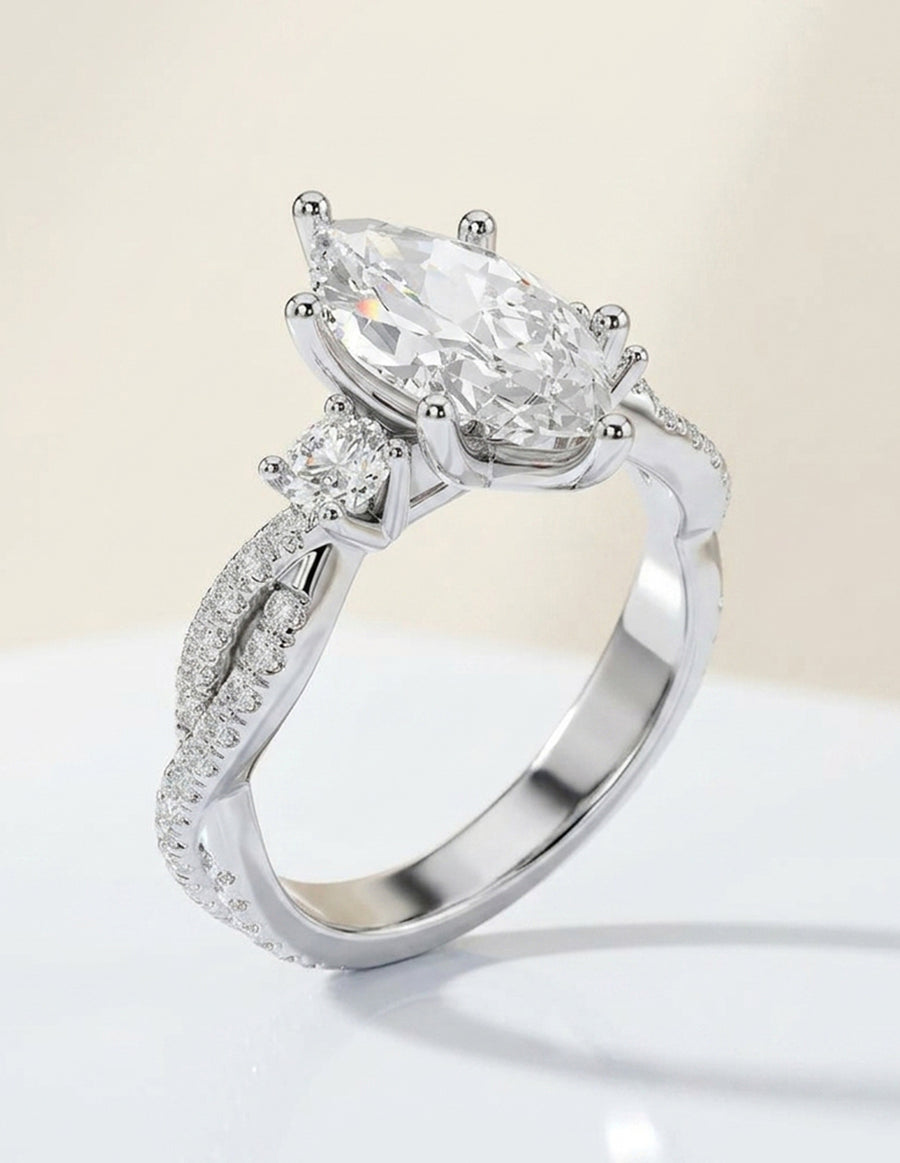 Montura para personalizar - tres piedras - AMORE535-MQ