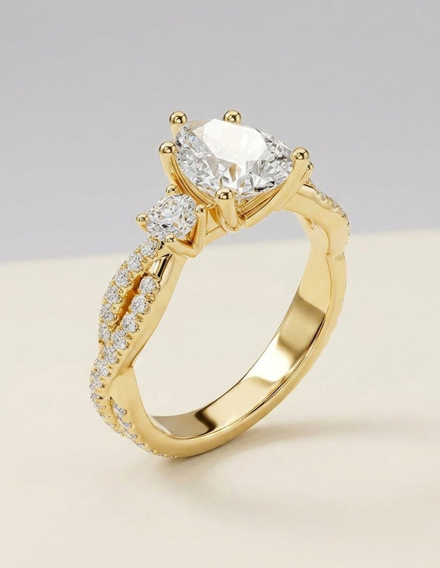 Anillo de compromiso - tres piedras - AMORE535-PE-LG