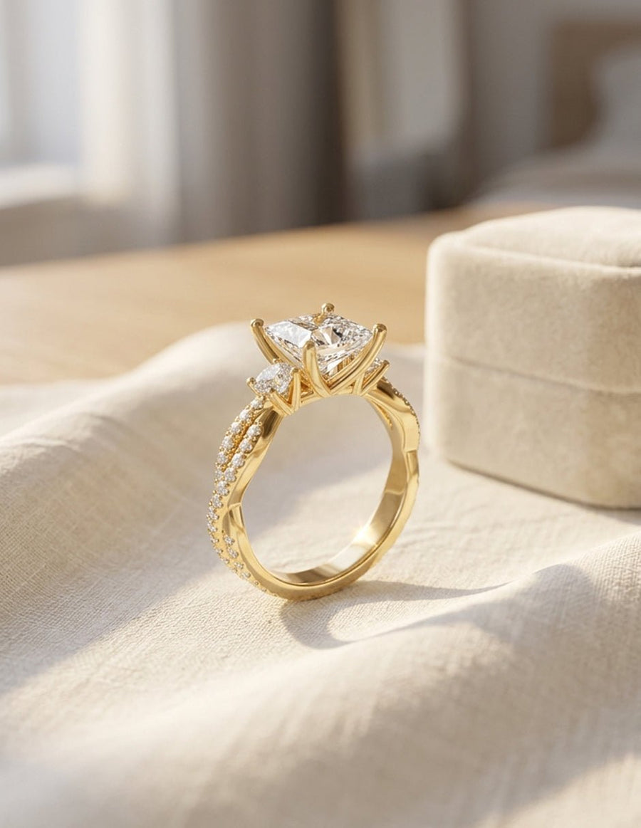 Anillo de compromiso - tres piedras - AMORE535-PR-LG
