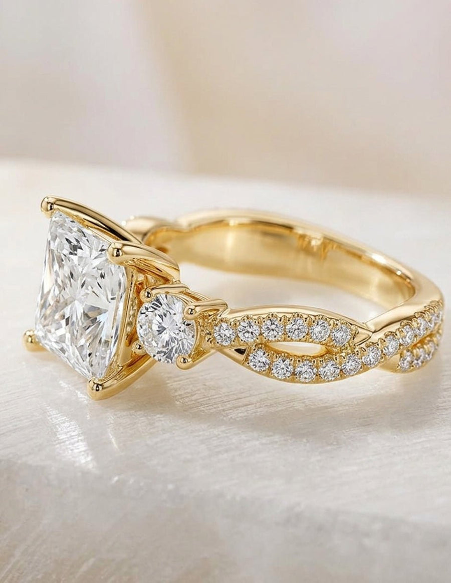 Anillo de compromiso - tres piedras - AMORE535-PR-LG