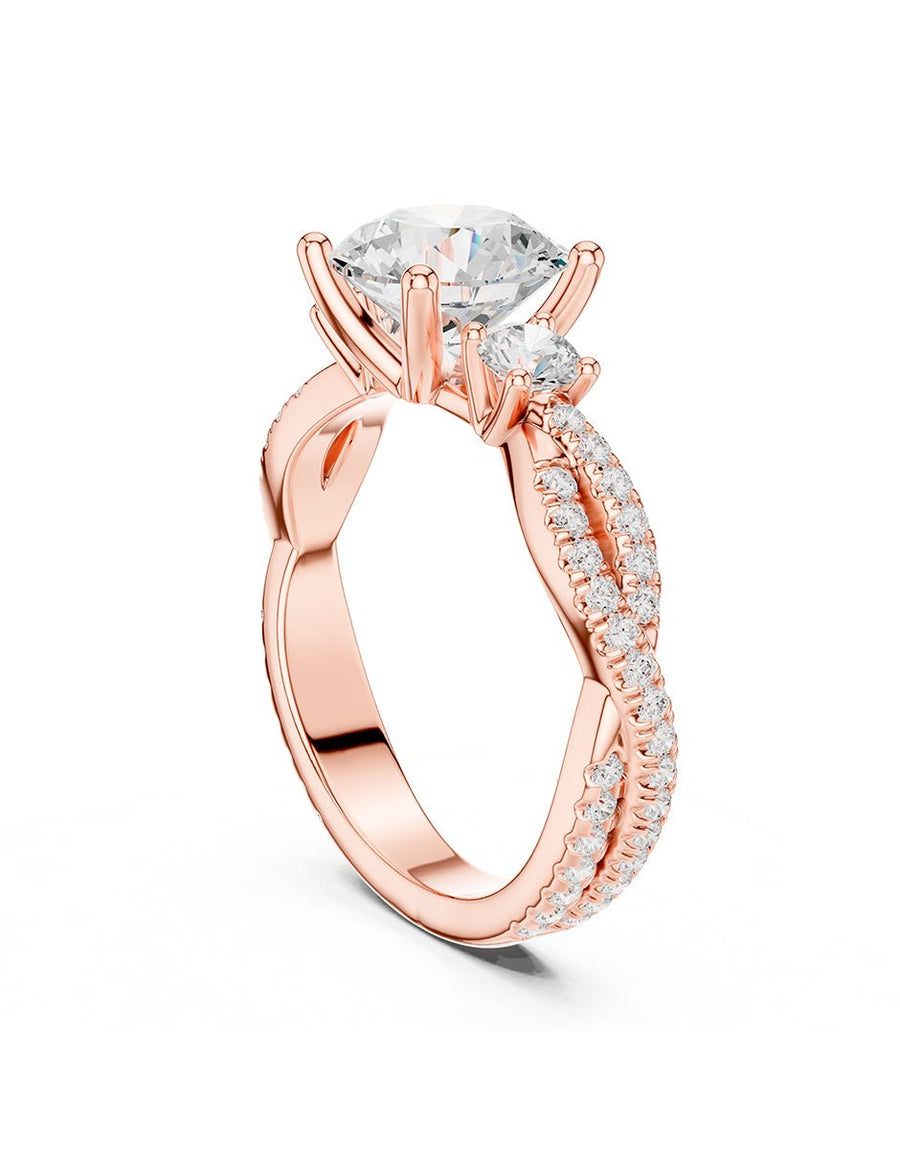 Anillo de Compromiso - tres piedras - AMORE535-RD-CZ