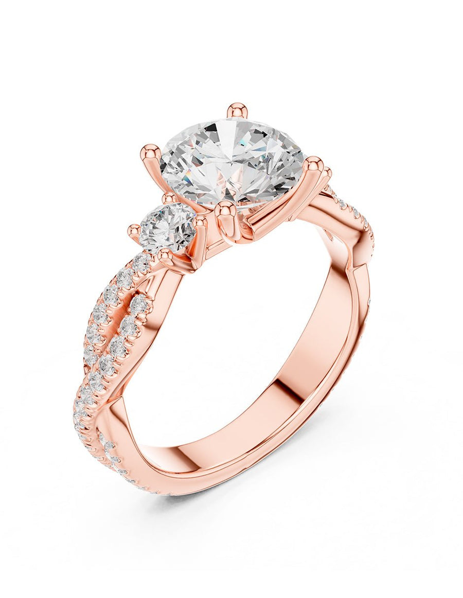 Anillo de compromiso - tres piedras - AMORE535-RD-LG