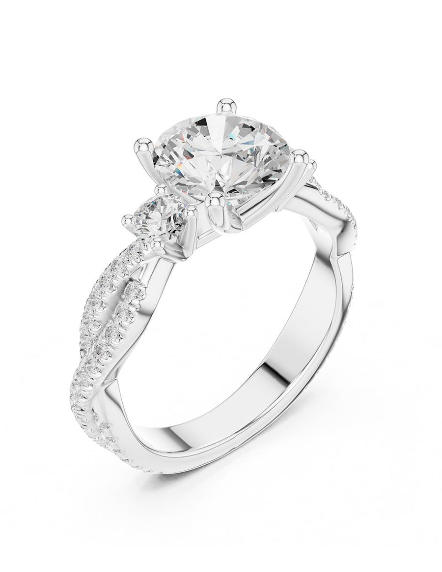 Anillo de compromiso - tres piedras - AMORE535-RD-LG