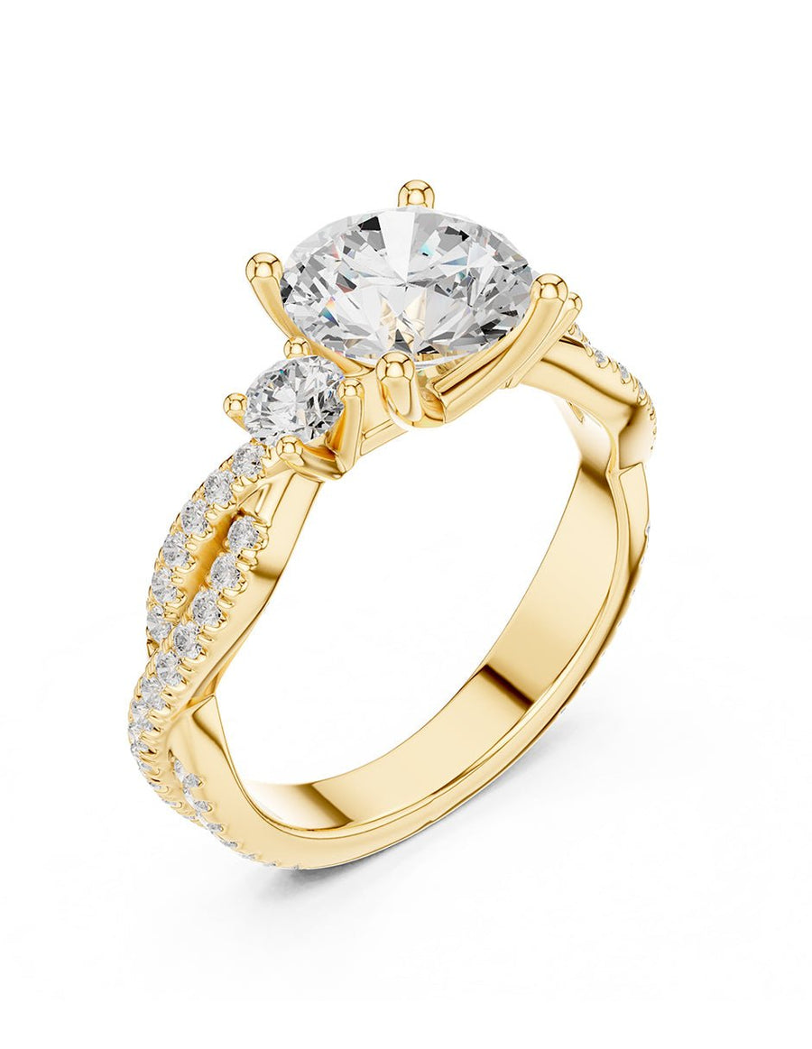 Anillo de compromiso - tres piedras - AMORE535-RD-LG