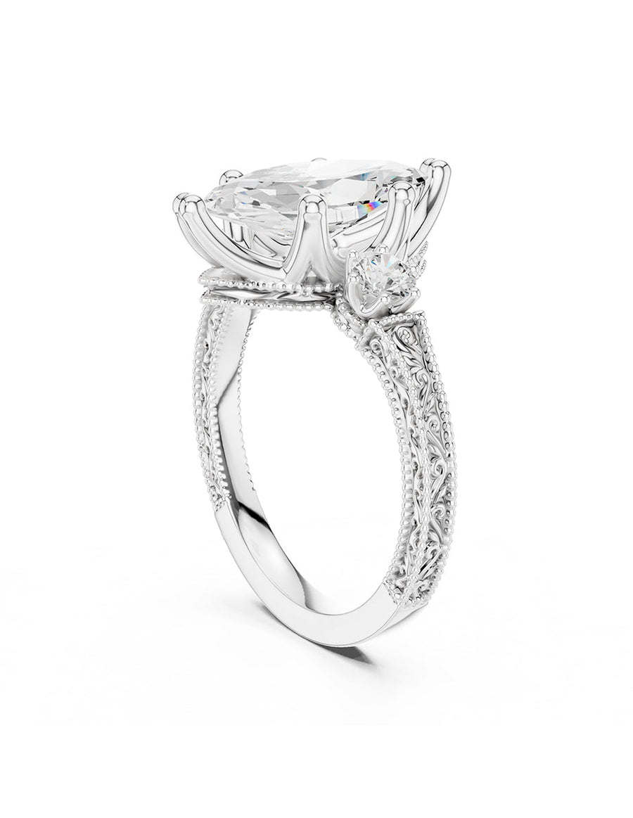 Anillo de compromiso - tres piedras - AMORE536-MQ-LG