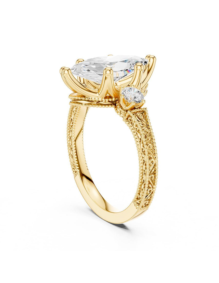Anillo de compromiso - tres piedras - AMORE536-MQ-LG