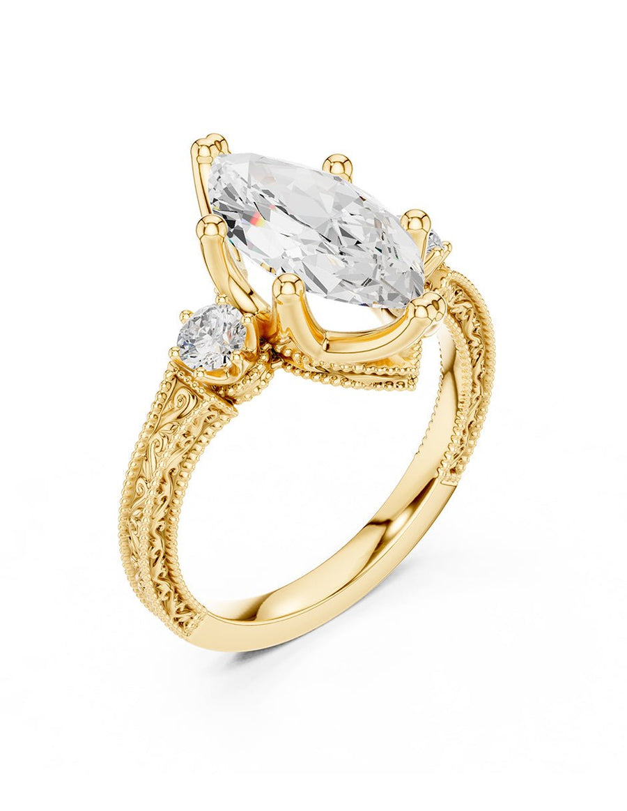 Anillo de compromiso - tres piedras - AMORE536-MQ-LG