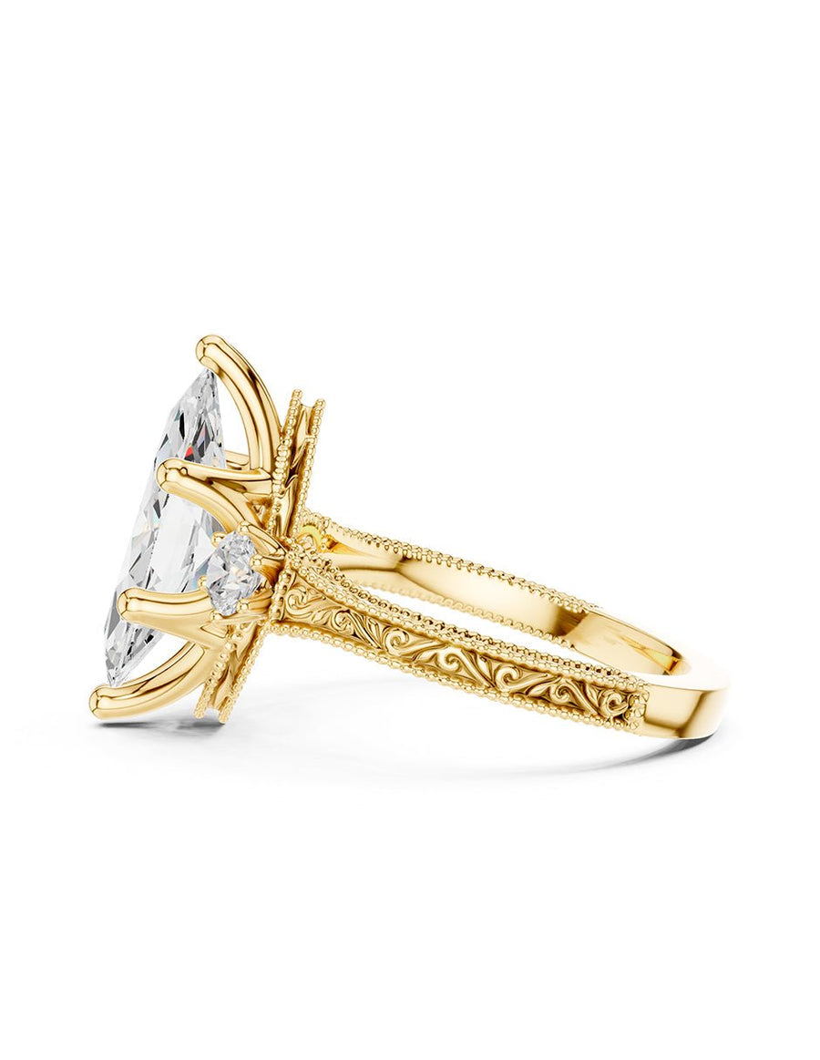 Anillo de compromiso - tres piedras - AMORE536-MQ-LG