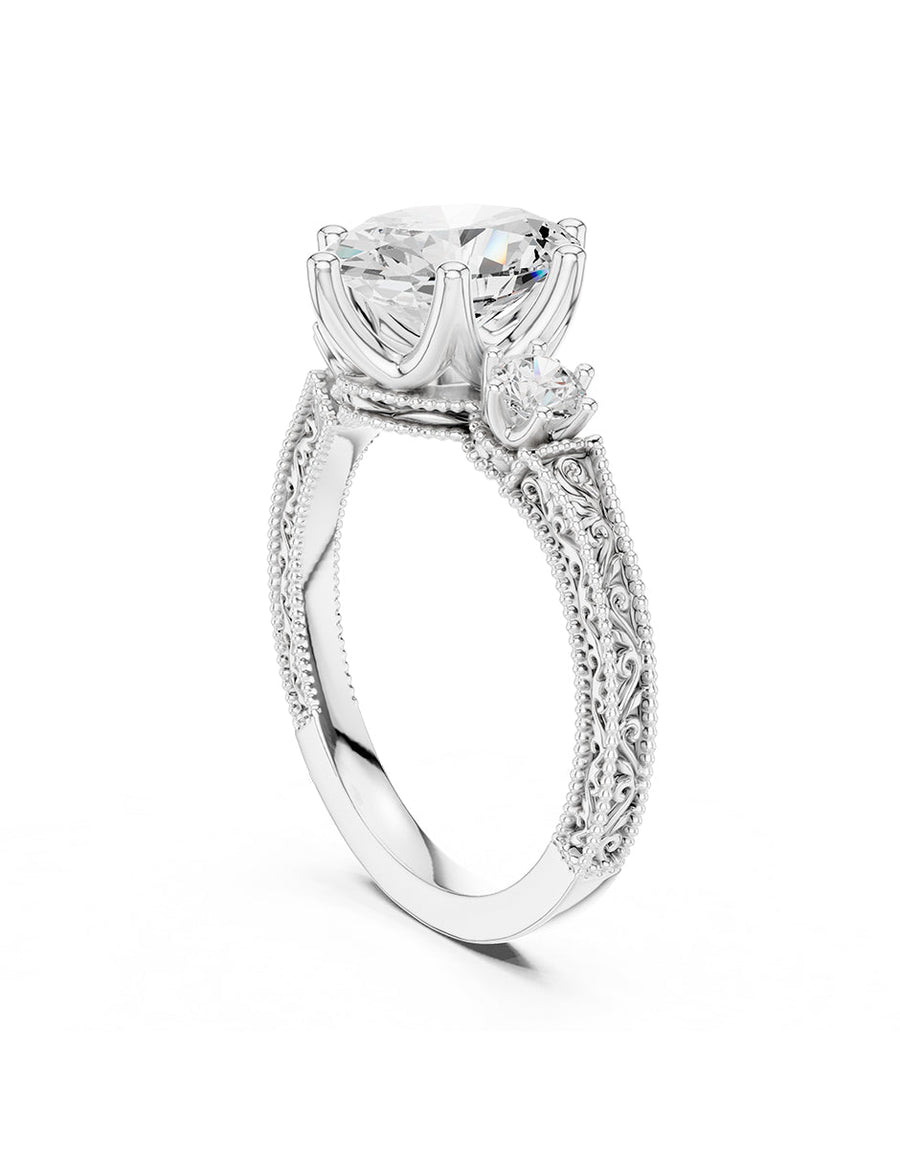 Anillo de compromiso - tres piedras - AMORE536-OV-LG