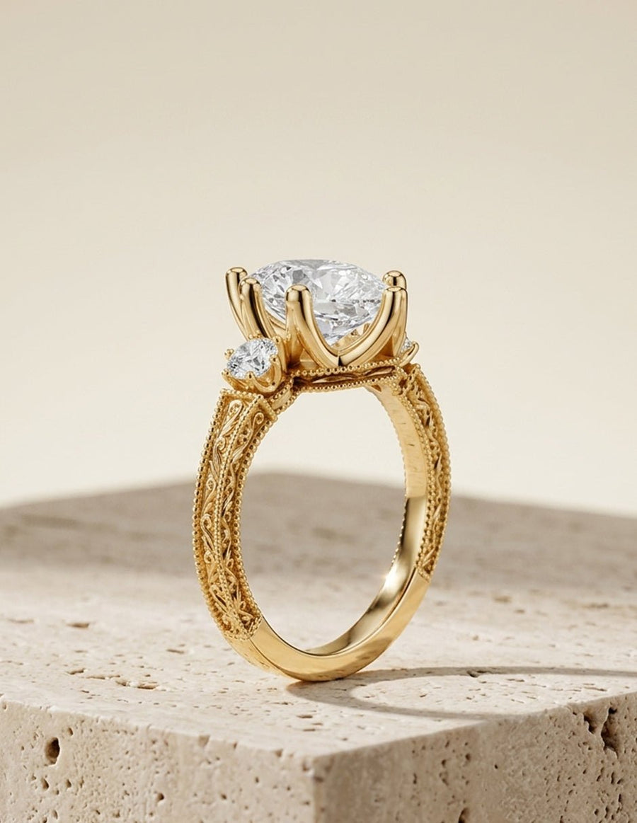 Anillo de compromiso - tres piedras - AMORE536-PE-LG
