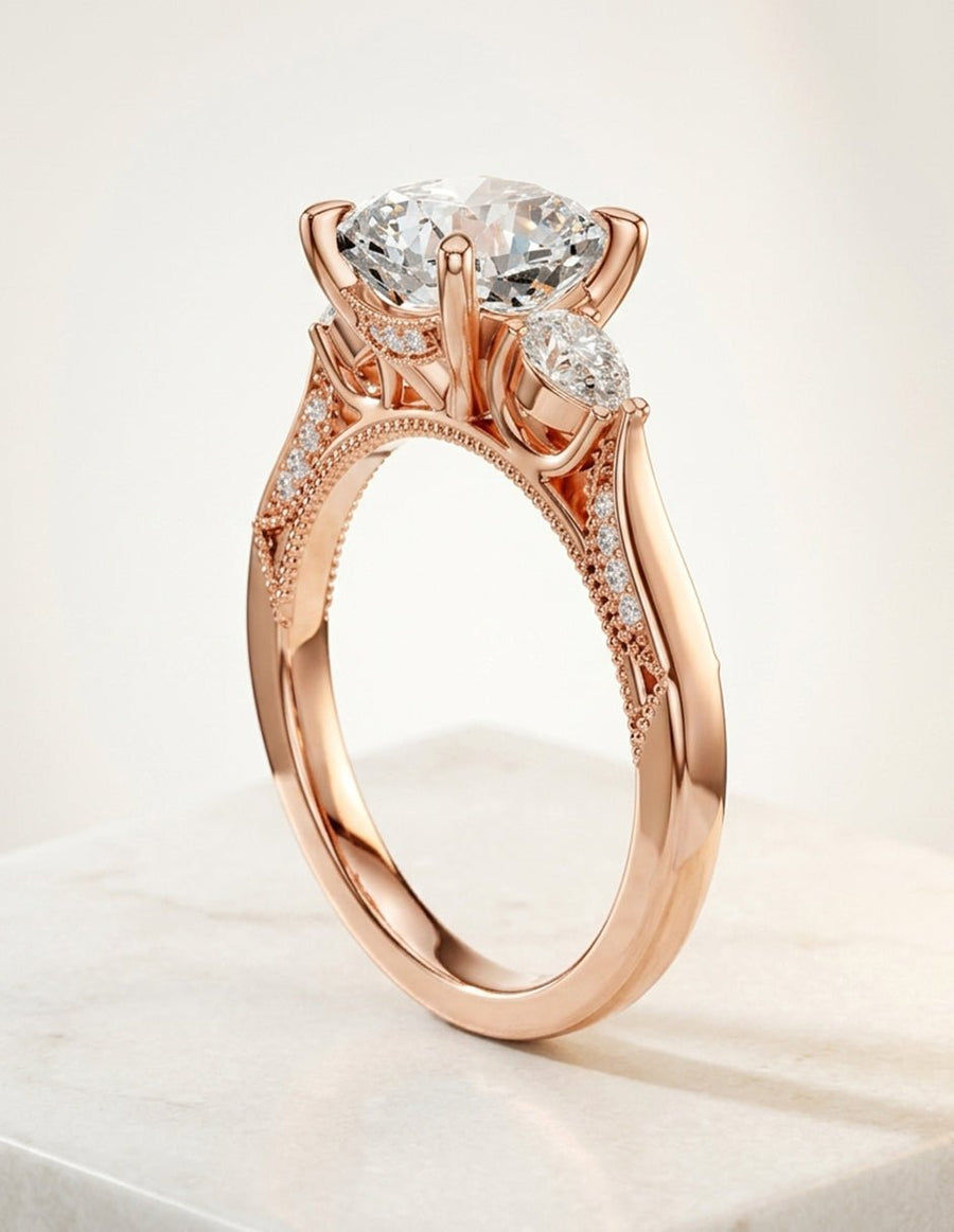 Anillo de compromiso - tres piedras - AMORE537-CU-LG
