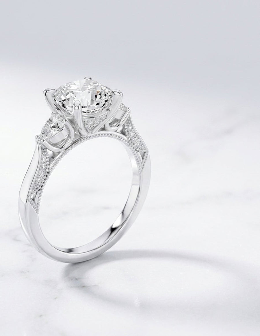 Anillo de compromiso - tres piedras - AMORE537-CU-LG