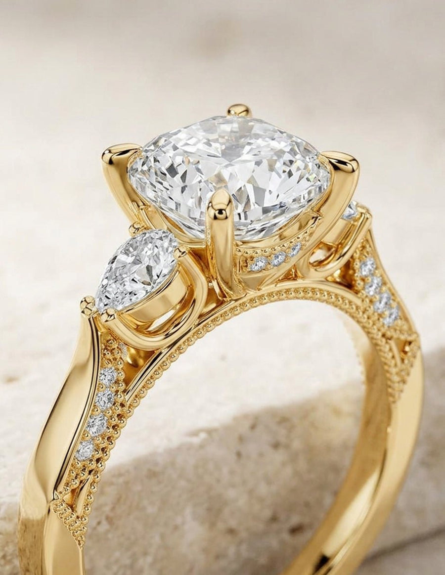Anillo de compromiso - tres piedras - AMORE537-CU-LG