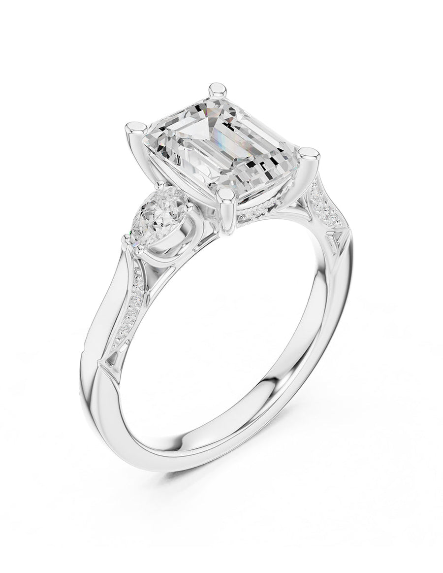 Anillo de compromiso - tres piedras - AMORE537-EM-LG