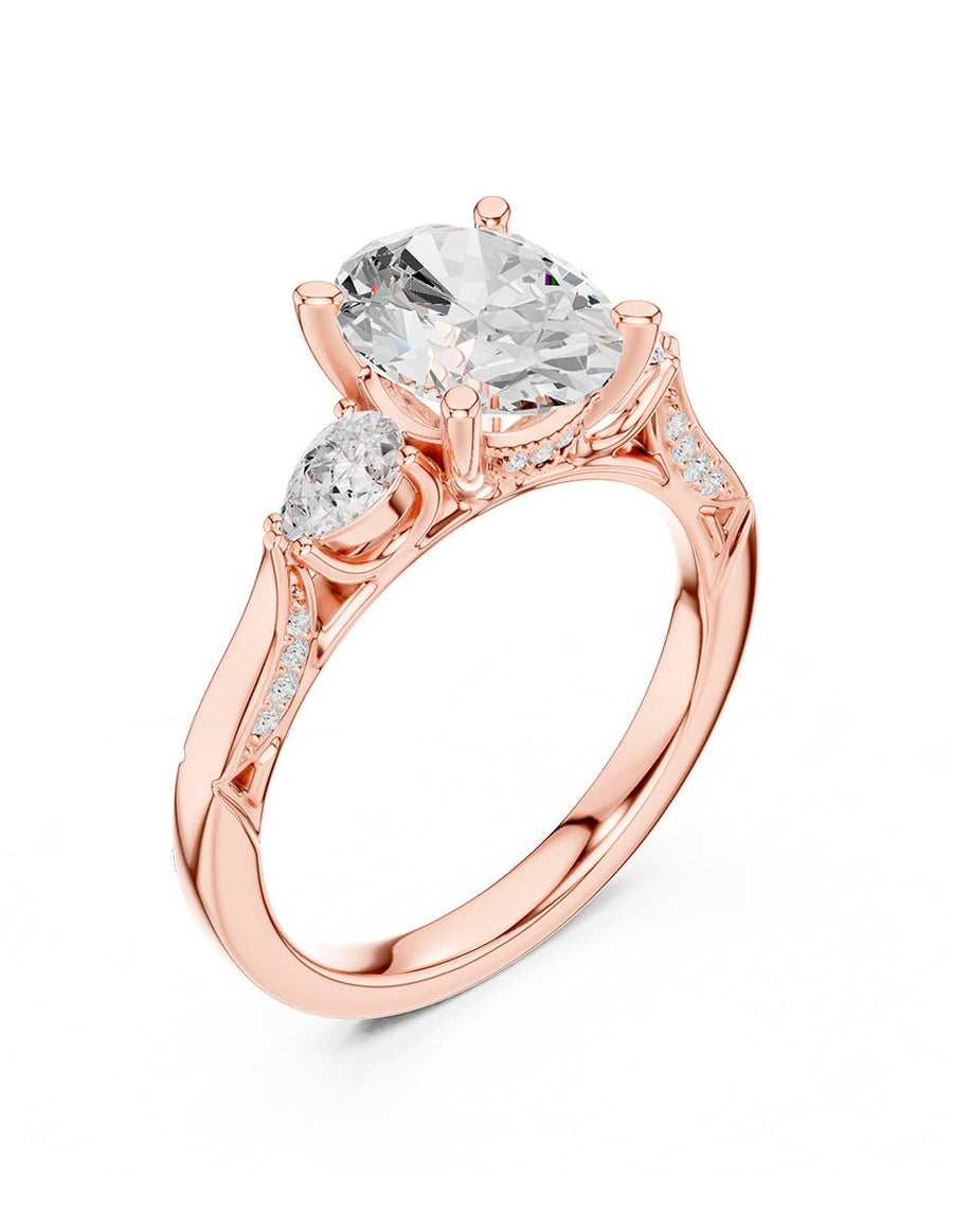 Anillo de compromiso - tres piedras - AMORE537-OV-LG
