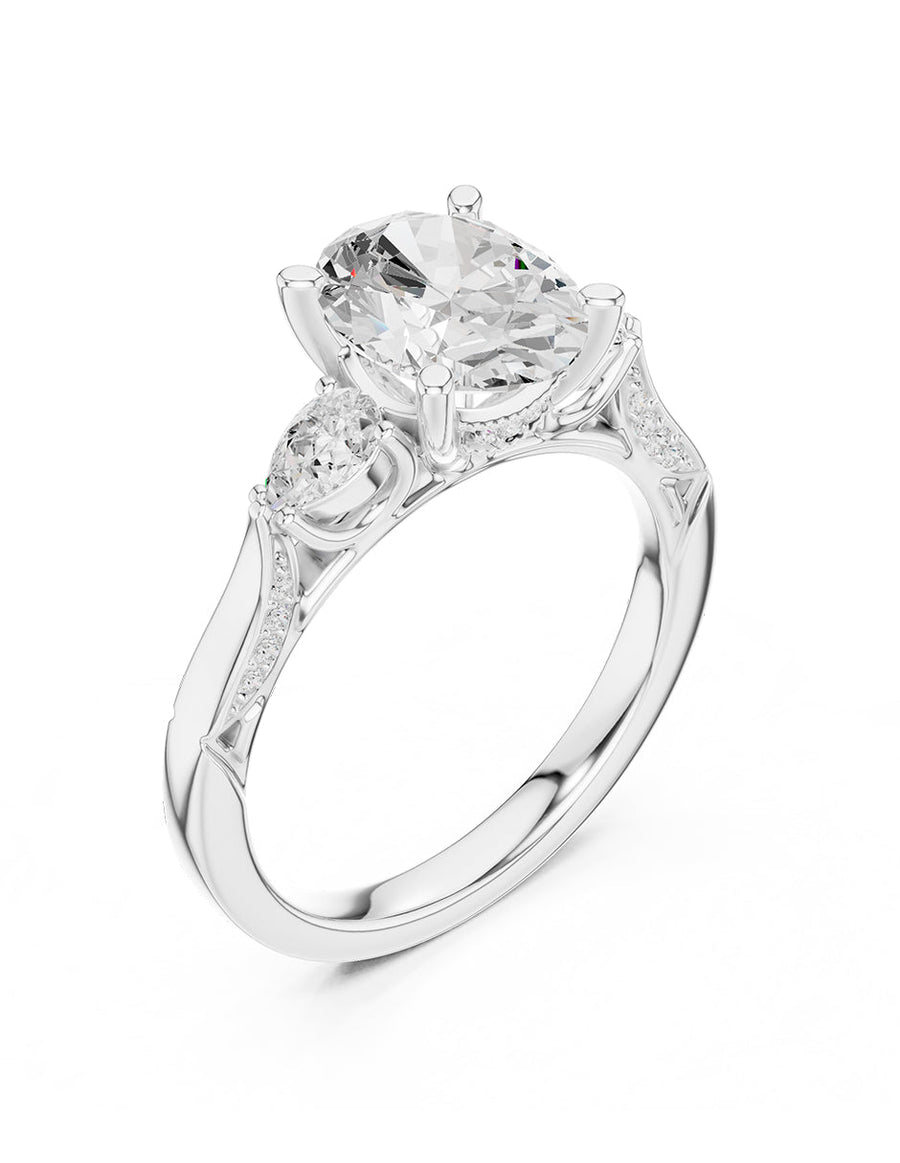 Anillo de compromiso - tres piedras - AMORE537-OV-LG