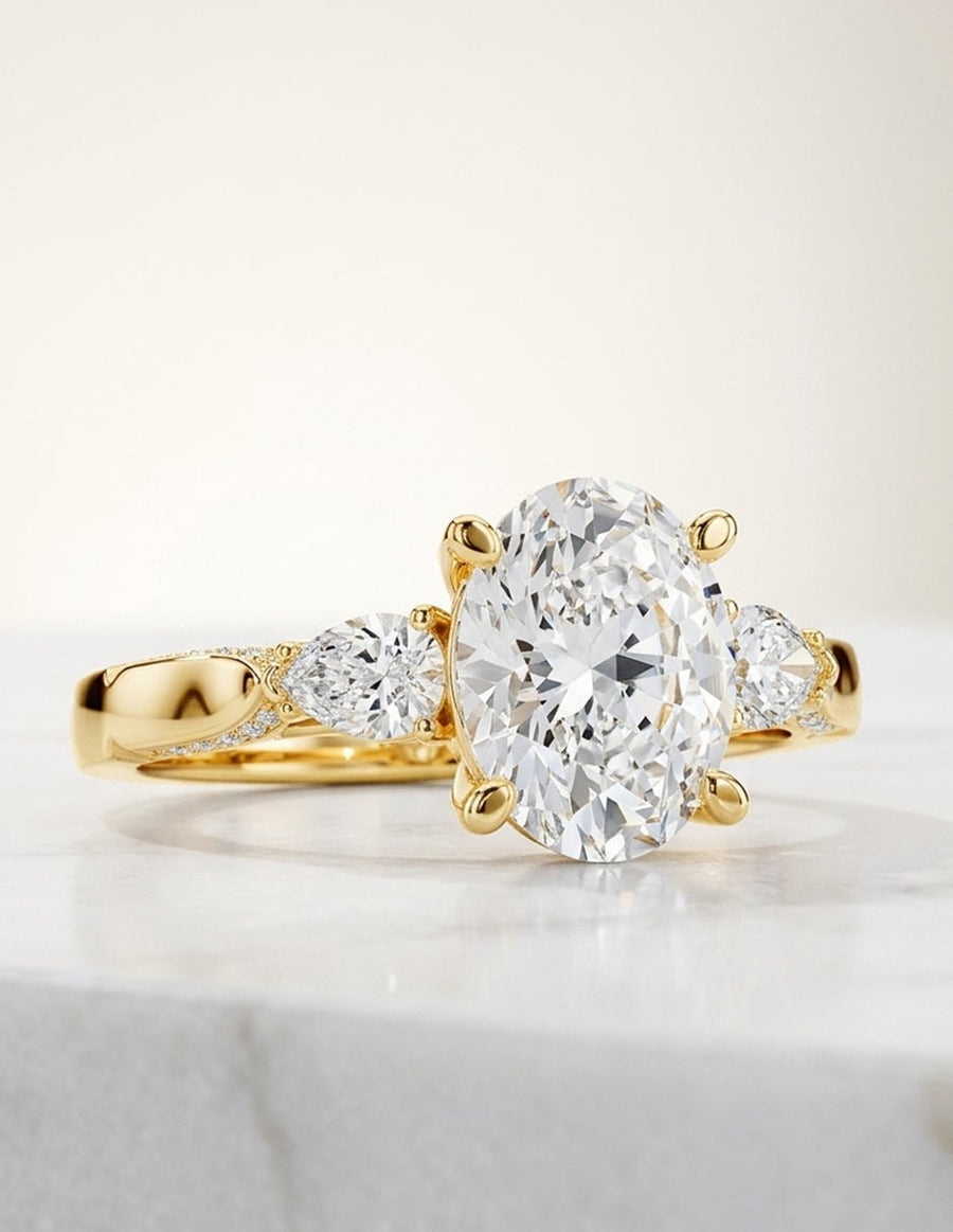 Anillo de compromiso - tres piedras - AMORE537-OV-LG