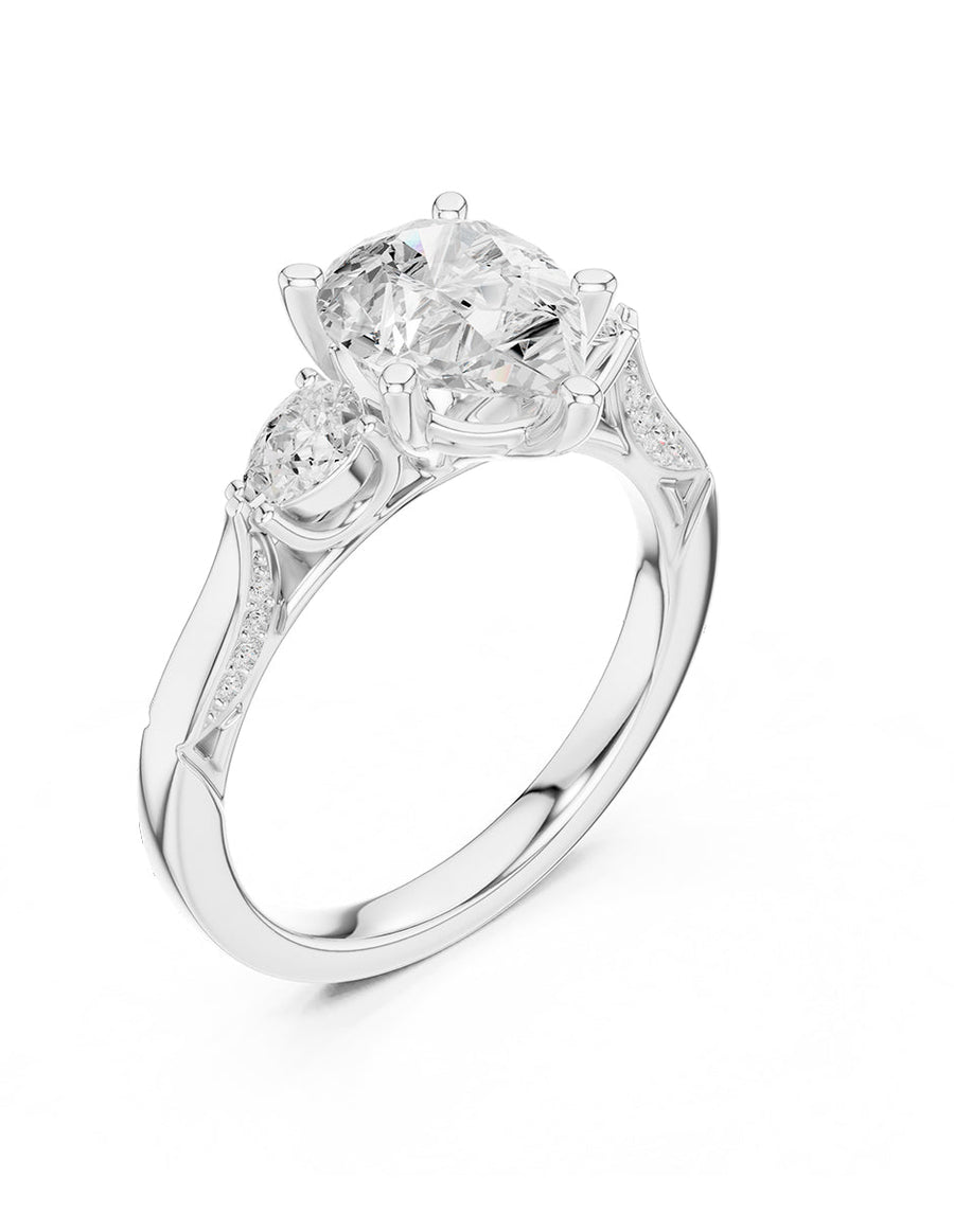 Anillo de compromiso - tres piedras - AMORE537-PE-LG