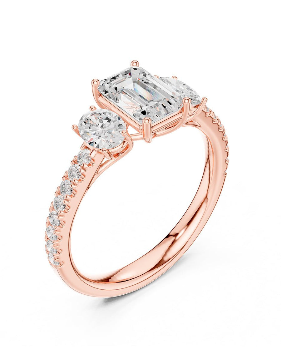 Anillo de compromiso - tres piedras - AMORE538-EM-LG
