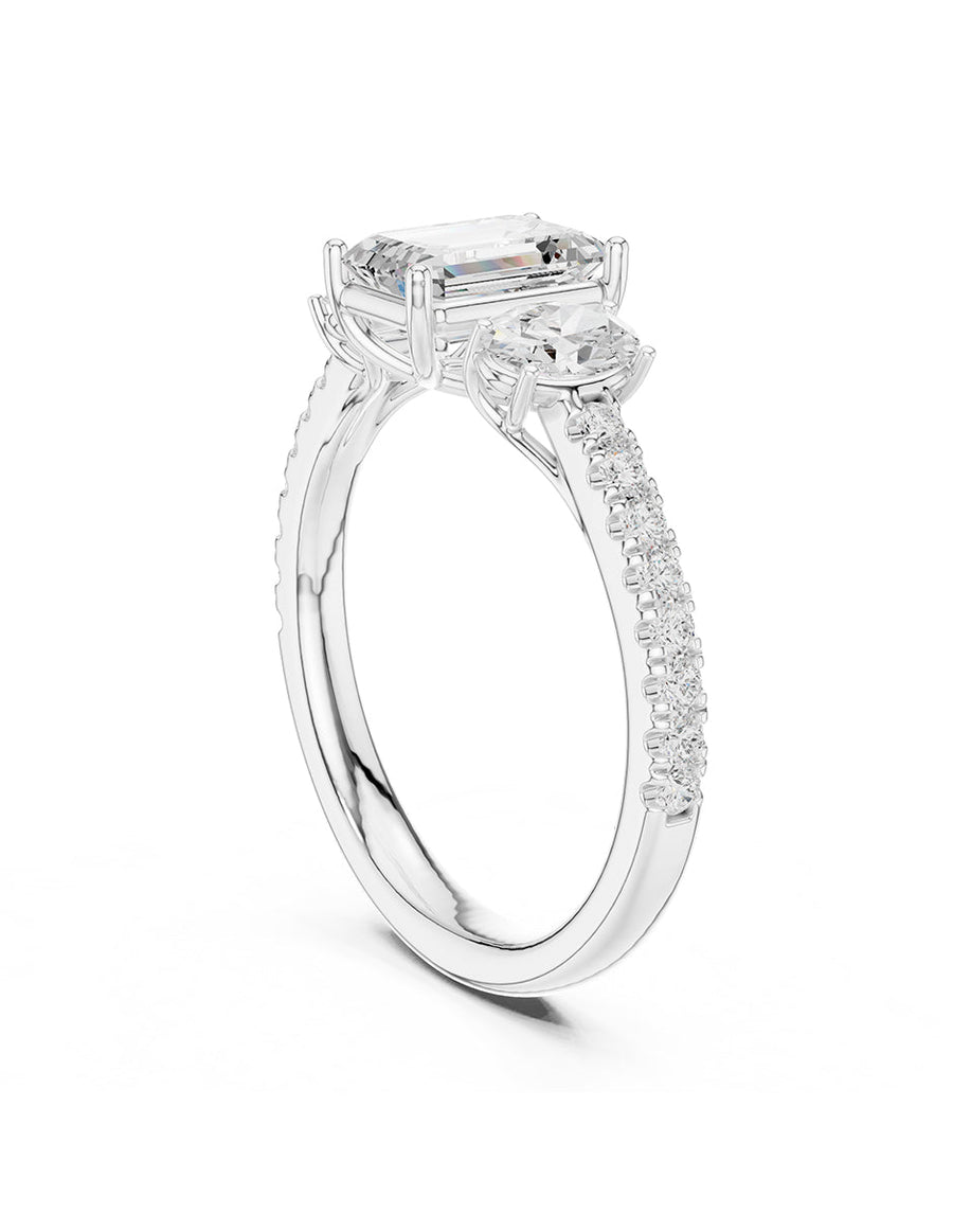 Anillo de compromiso - tres piedras - AMORE538-EM-LG