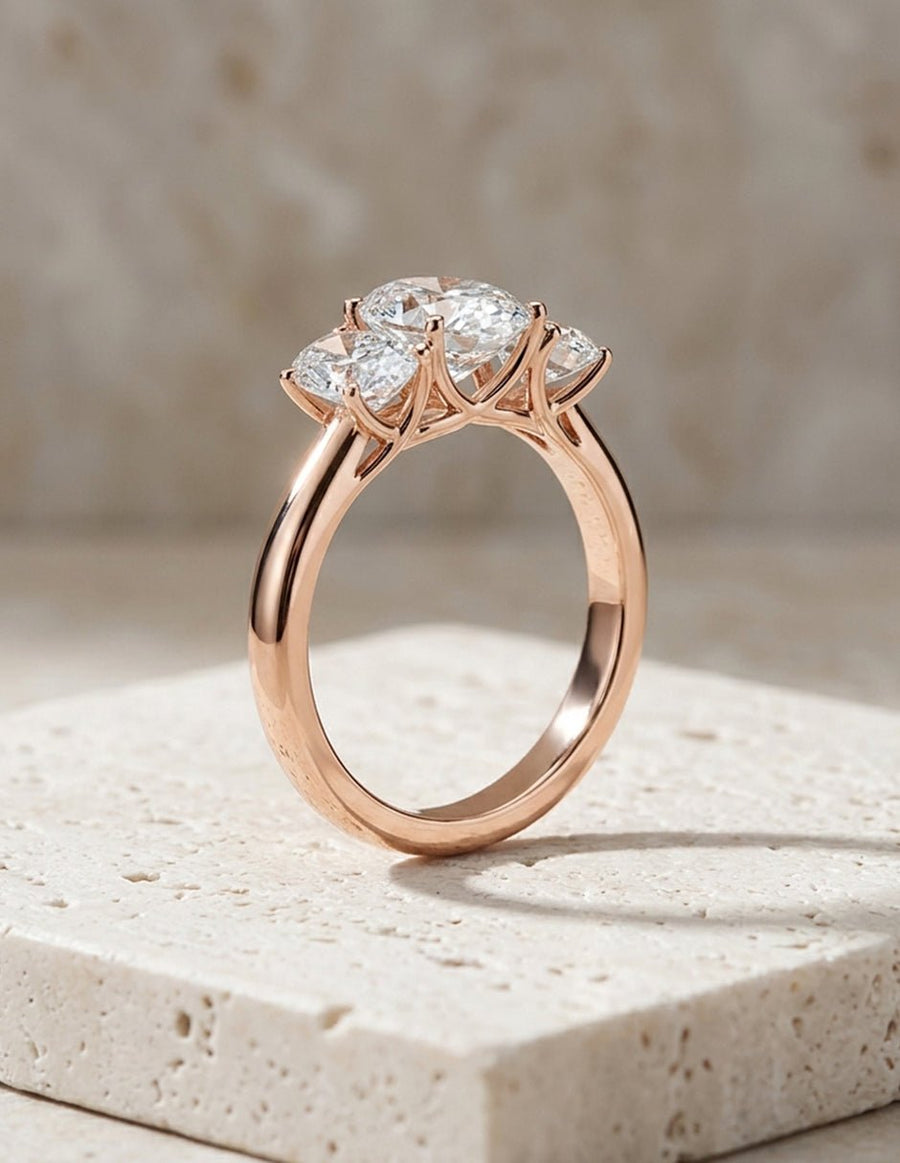 Anillo de compromiso - tres piedras - AMORE539-RD-LG
