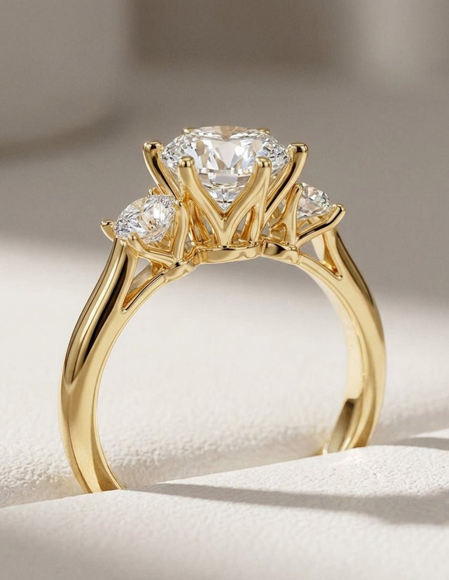 Anillo de compromiso - tres piedras - AMORE539-RD-LG