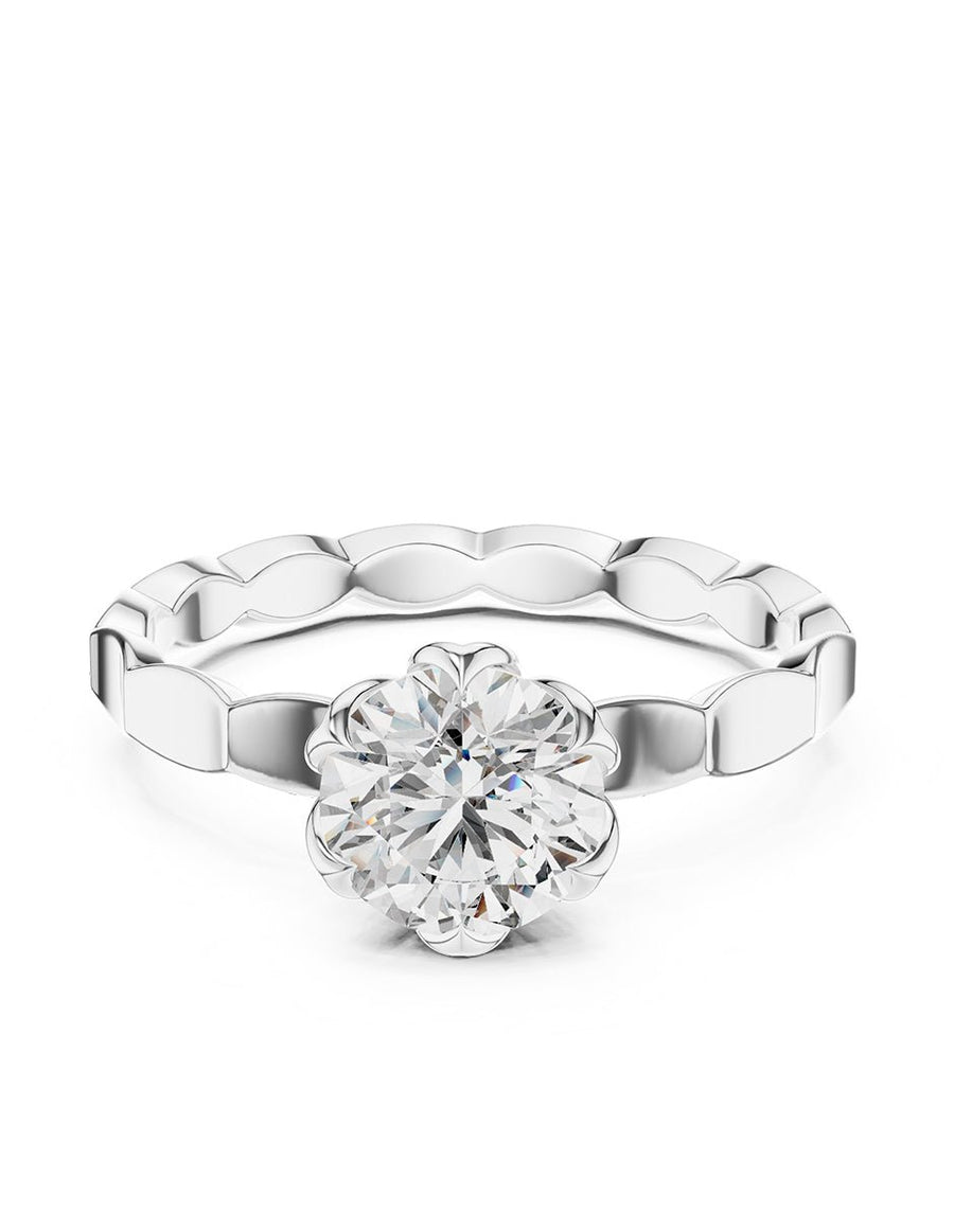 Anillo estilo solitario con diamante natural redondo 0.19 ct, color G, claridad SI2