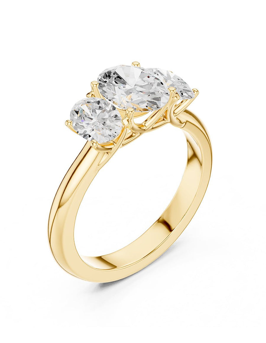 Anillo de compromiso - tres piedras - AMORE540-OV-LG