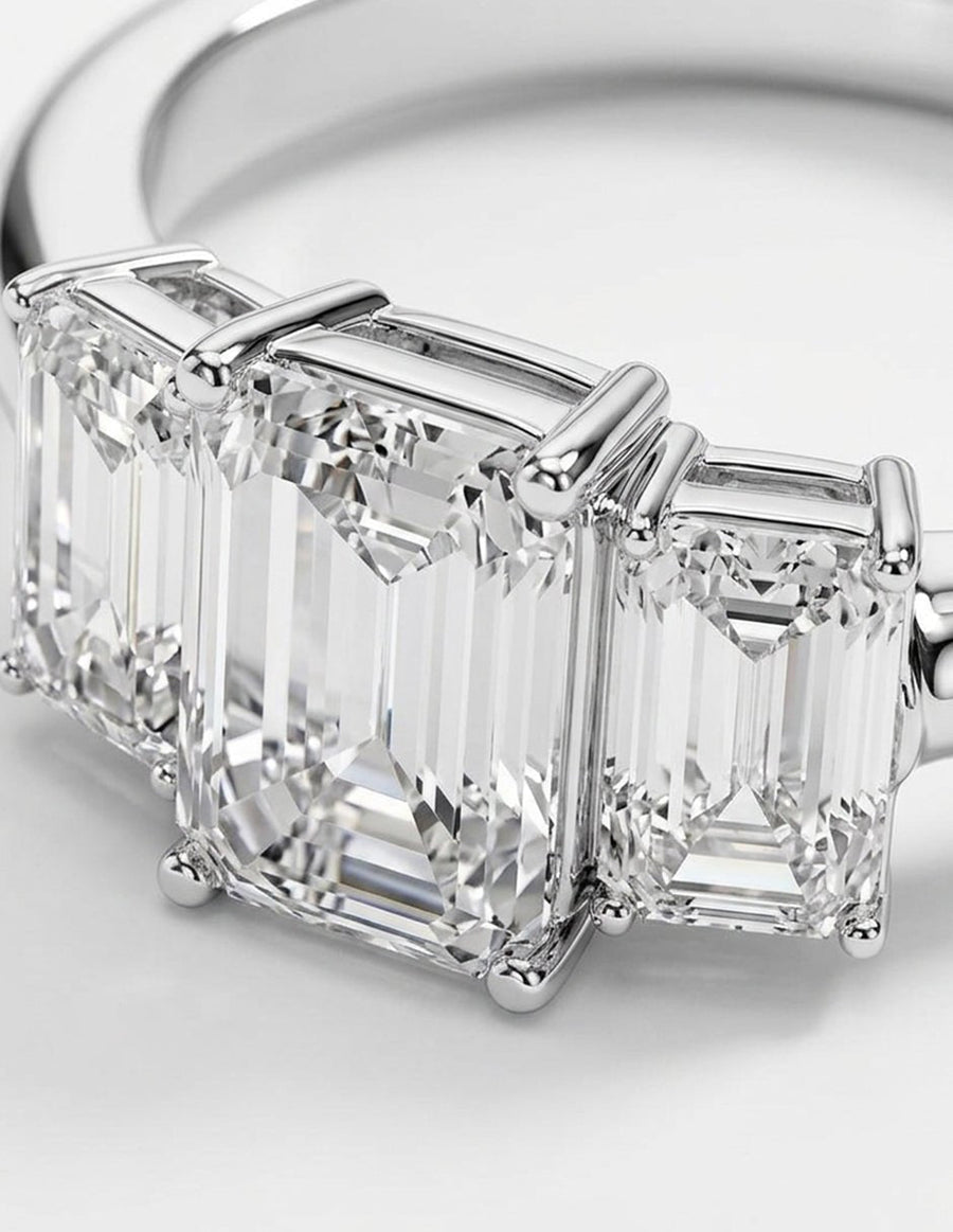 Anillo de compromiso - tres piedras - AMORE541-EM-LG