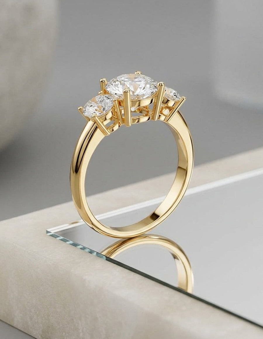 Anillo de compromiso - tres piedras - AMORE544-RD-LG