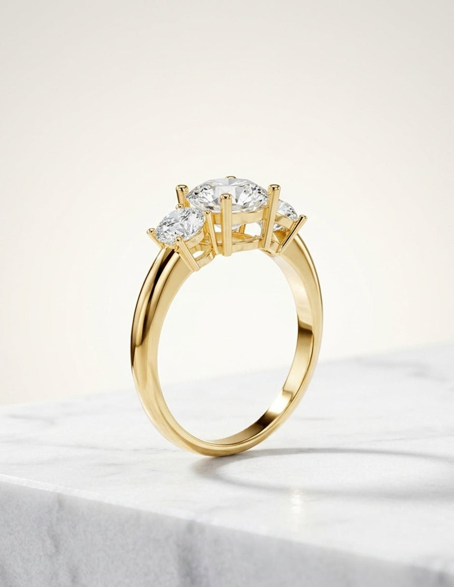 Anillo de compromiso - tres piedras - AMORE544-RD-LG