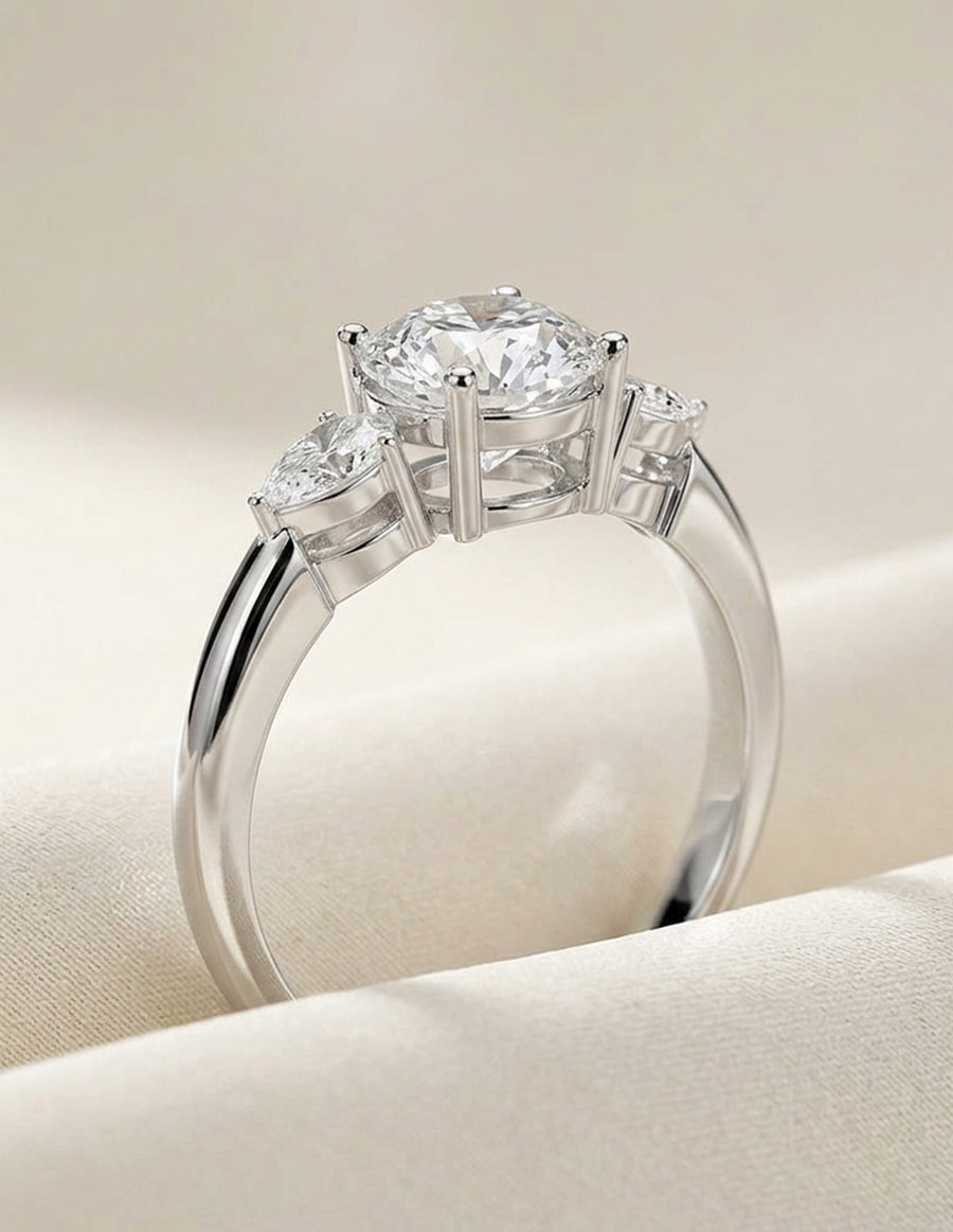 Montura para personalizar - tres piedras - AMORE545-RD