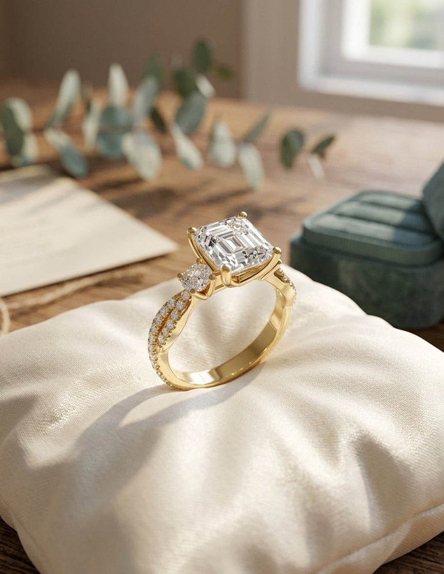 Anillo de compromiso - tres piedras - AMORE546-AS-LG