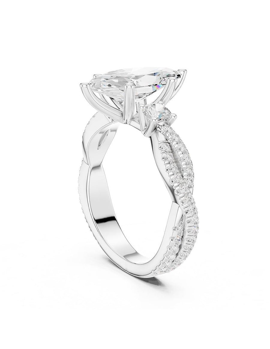Anillo de compromiso - tres piedras - AMORE546-MQ-LG