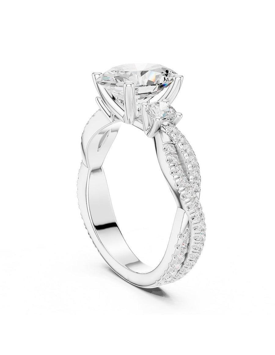 Anillo de compromiso - tres piedras - AMORE546-OV-LG