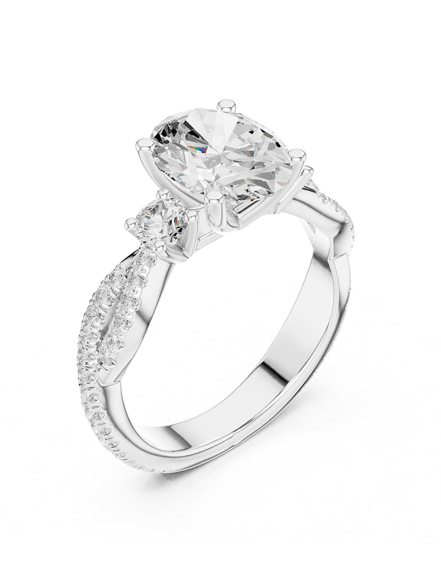 Anillo de compromiso - tres piedras - AMORE546-OV-LG