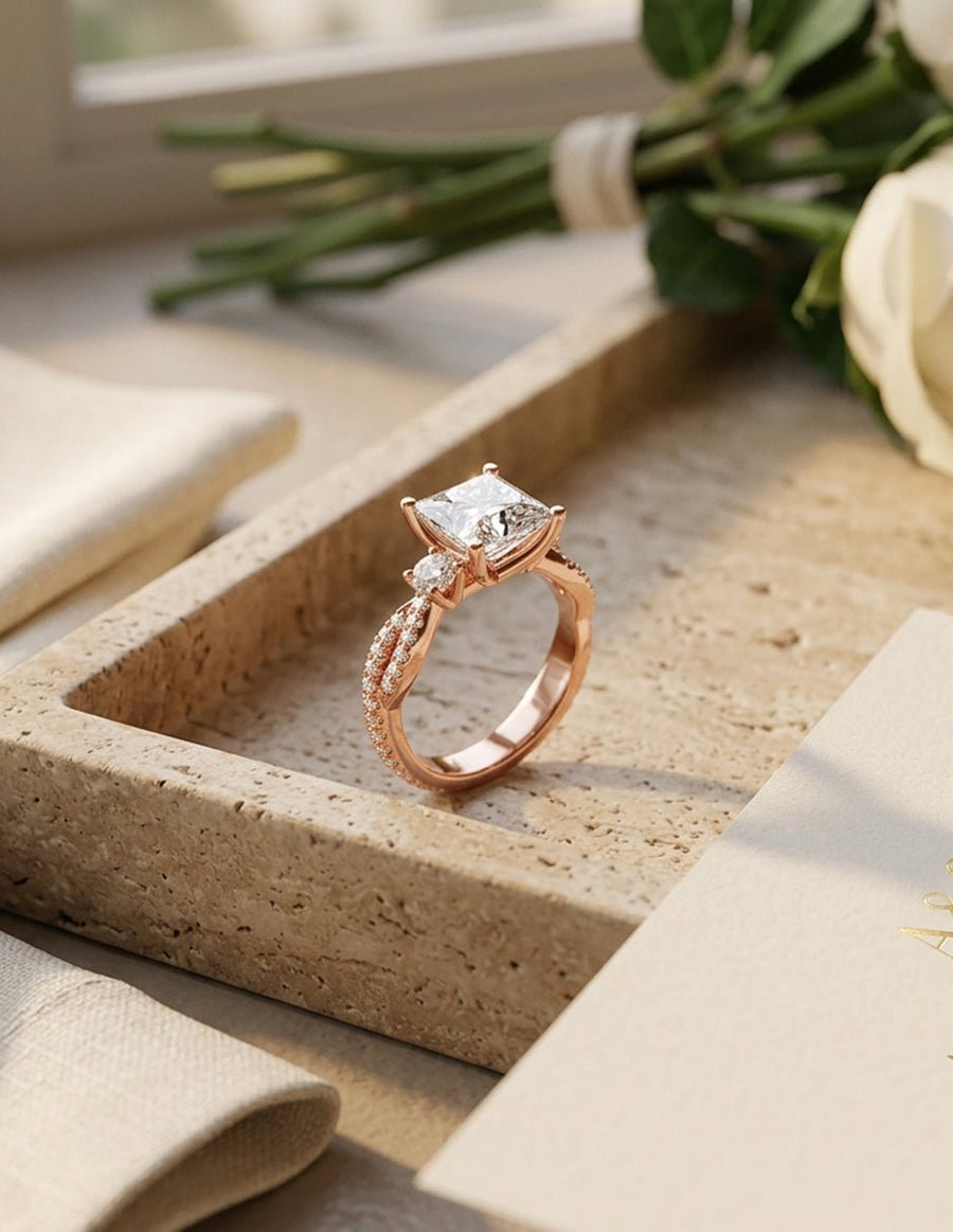 Anillo de compromiso - tres piedras - AMORE546-PR-LG