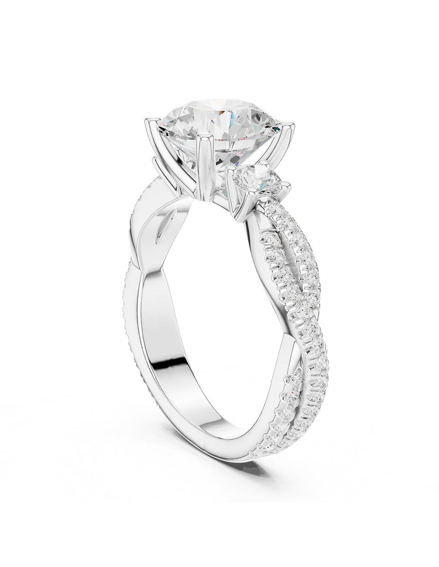 Anillo de compromiso - tres piedras - AMORE546-RD-LG