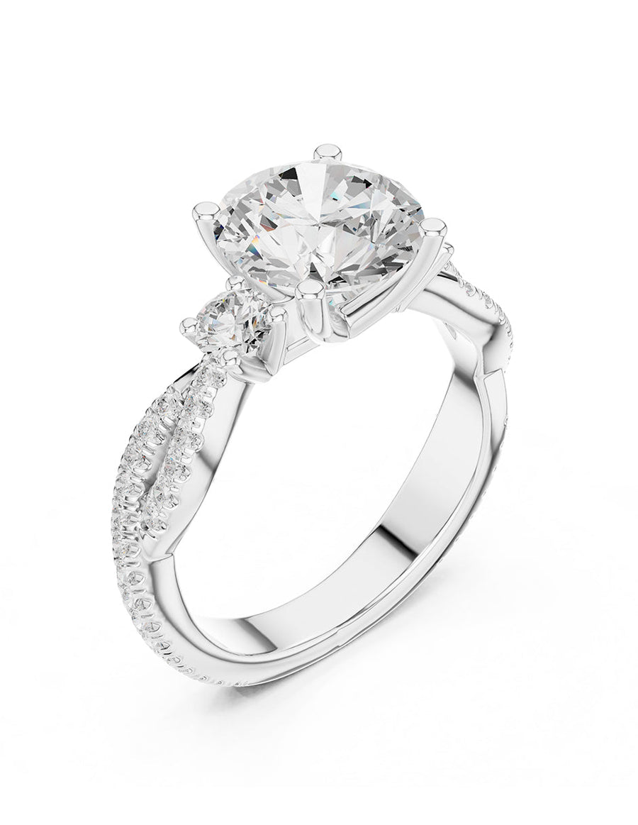 Montura para personalizar - tres piedras - AMORE546-RD