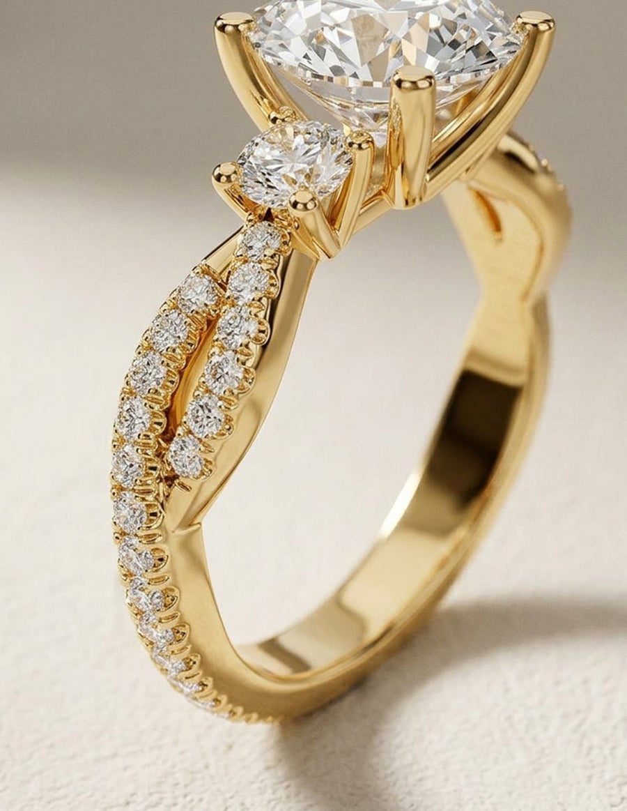 Anillo de compromiso - tres piedras - AMORE546-RD-LG