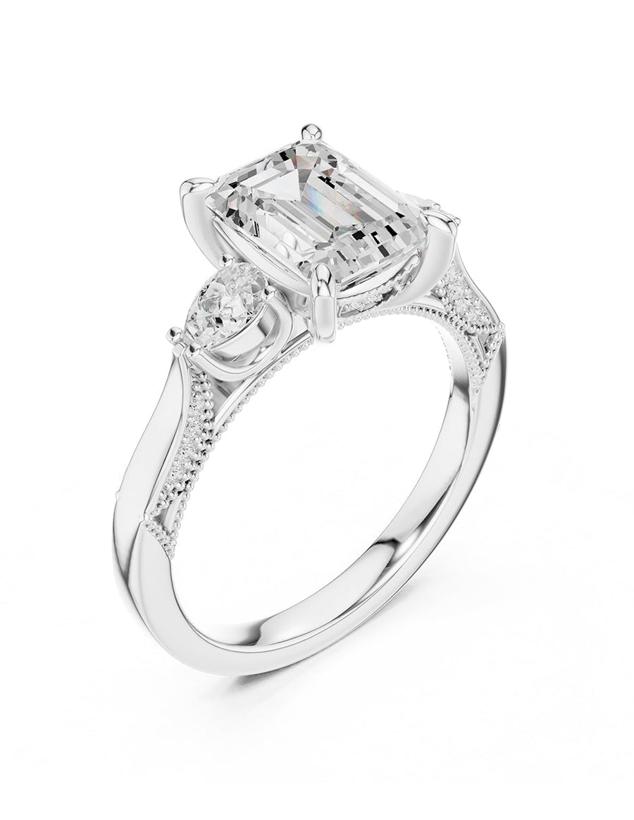 Anillo de compromiso - tres piedras - AMORE547-EM-LG