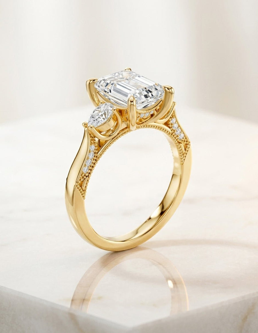 Anillo de compromiso - tres piedras - AMORE547-EM-LG