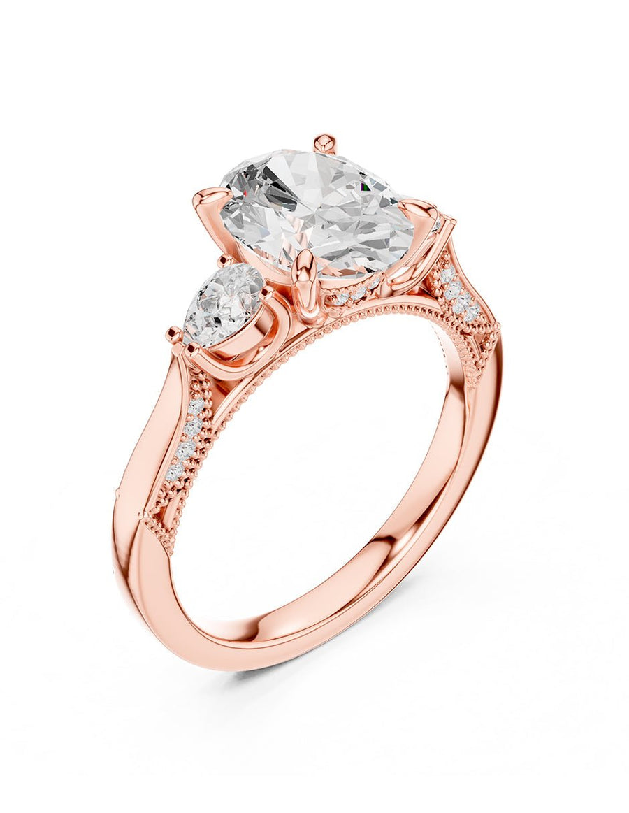Anillo de compromiso - tres piedras - AMORE547-OV-LG
