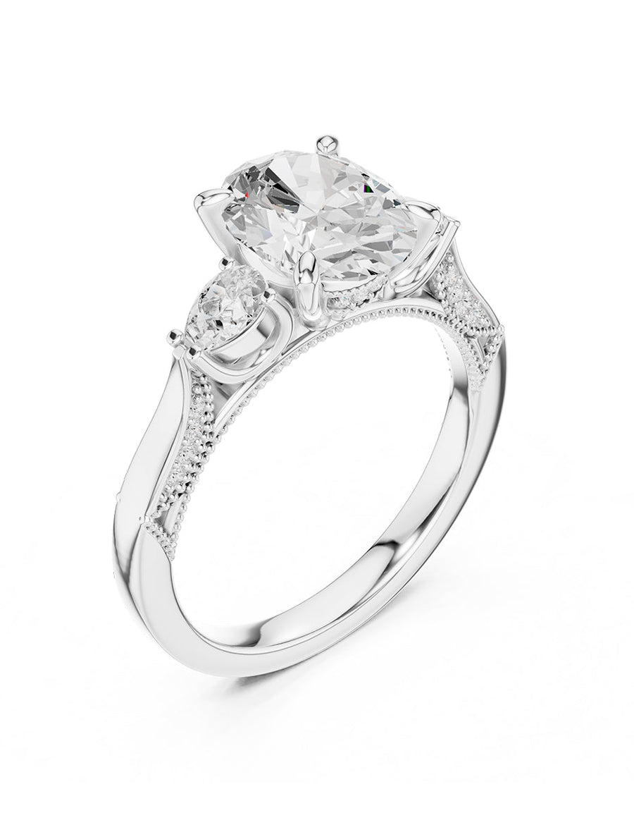 Anillo de compromiso - tres piedras - AMORE547-OV-LG