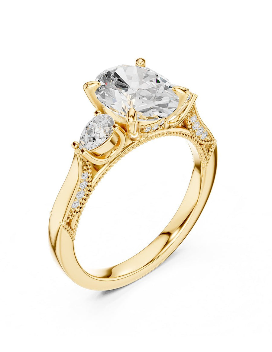 Anillo de compromiso - tres piedras - AMORE547-OV-LG