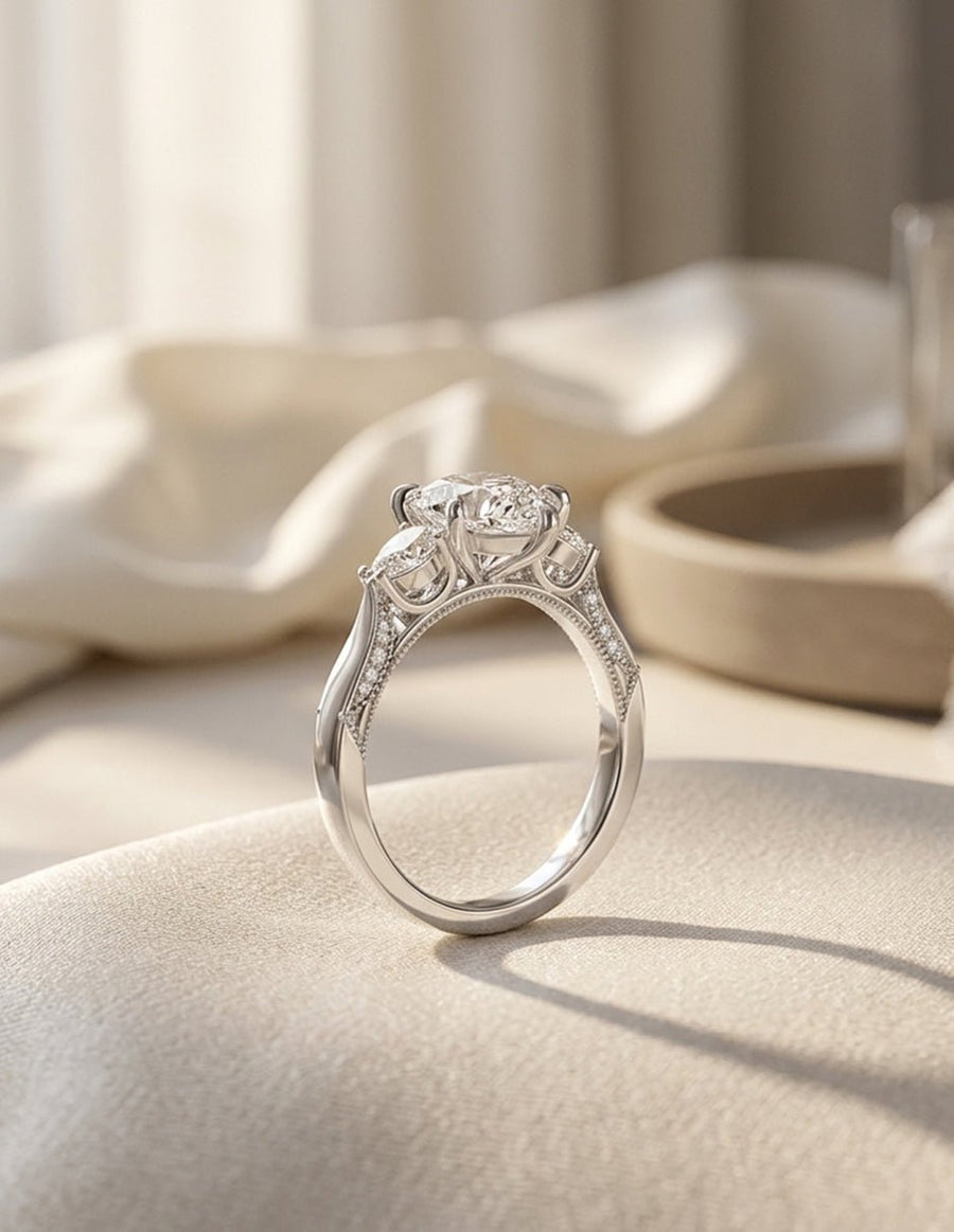 Anillo de compromiso - tres piedras - AMORE547-PE-LG