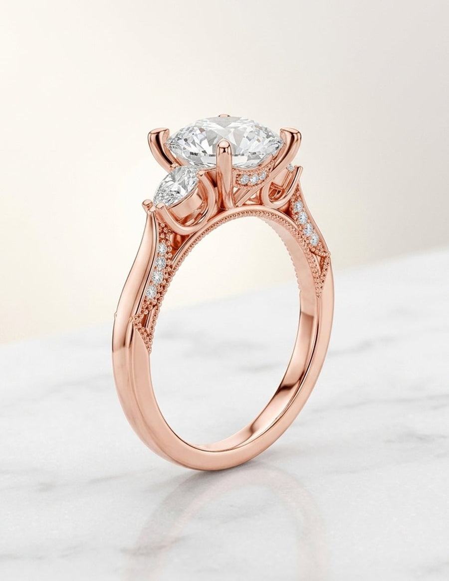 Anillo de compromiso - tres piedras - AMORE547-RD-LG