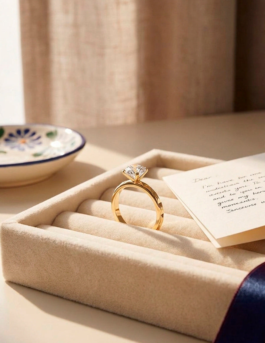 Anillo de Compromiso - solitario - AMORE55-RD-CZ